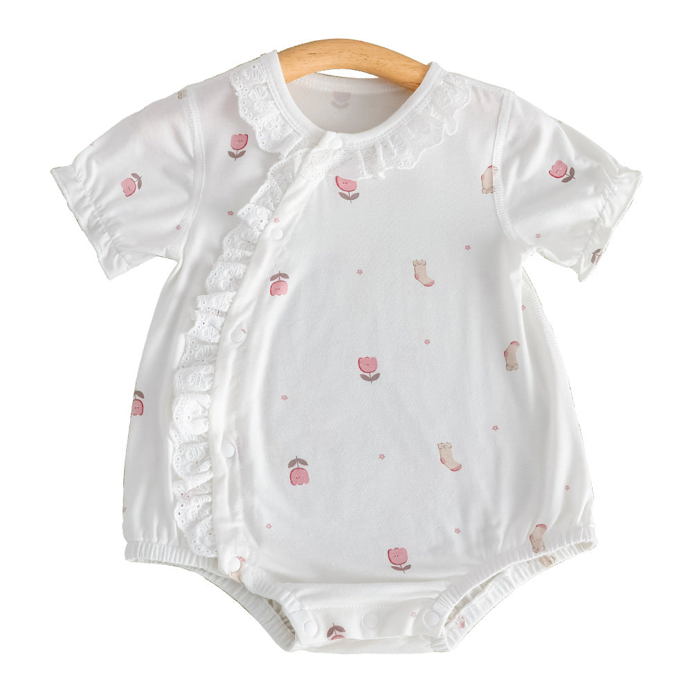 Modal Baby Romper Summer Thin Bodysuit Girls Short-sleeve One-piece Romper Anyang Infant Clothing Class A
