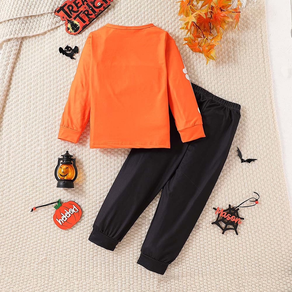 Halloween Girls Pajama Set - Cartoon Skeleton Print