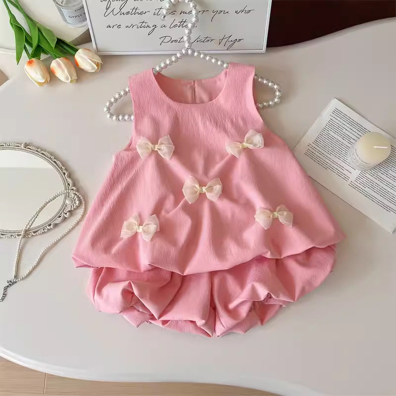 Girls' Sleeveless Vest & Shorts Set