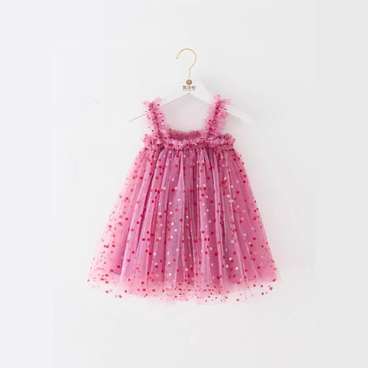 cjcolor::Pink Dots Suspender Skirt